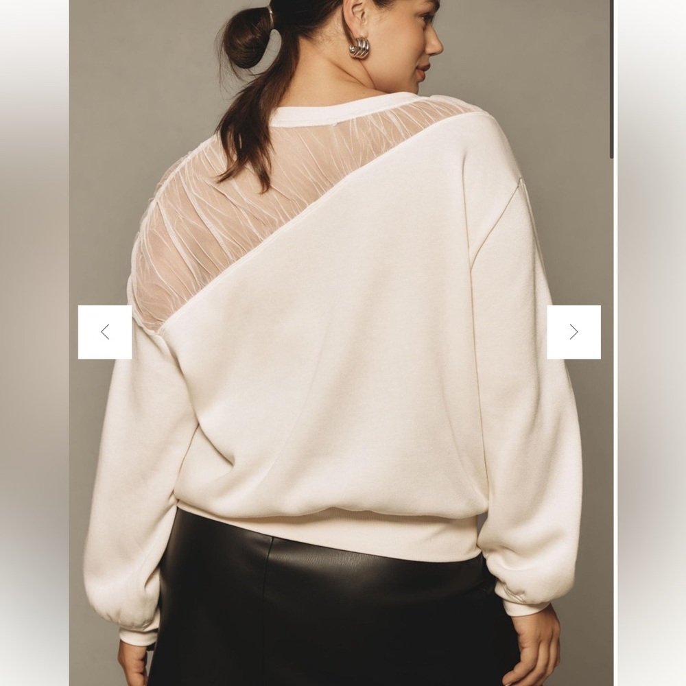 Maeve Anthropologie Long-Sleeve Off-The-Shoulder Sheer Top - Picture 5 of 16